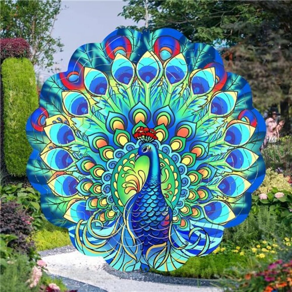 Peacock Wind Spinners Metal Peacock Gifts for Mom Women Grandma,12inch